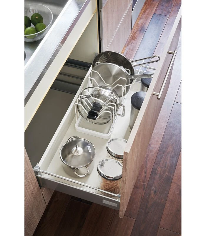 Yamazaki Extendable Pot Lid & Pan Holder - Tower - White 6 Yamazaki Extendable Pot Lid & Pan Holder - Tower - White - Afbeelding 4