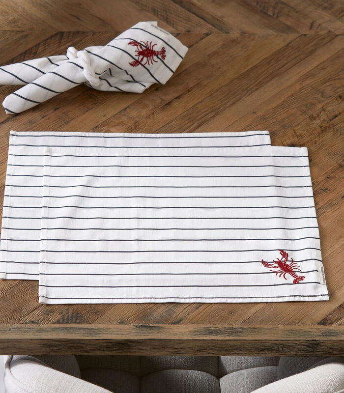 Placemat Katoen Classic Blauw/ Wit Lobster - 2 Stuks 4 Placemat Katoen Classic Blauw/ Wit Lobster - 2 Stuks - Afbeelding 2