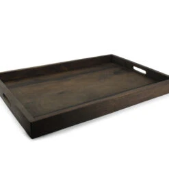 Dienblad 60x40xH5cm Hout Zwart Rural