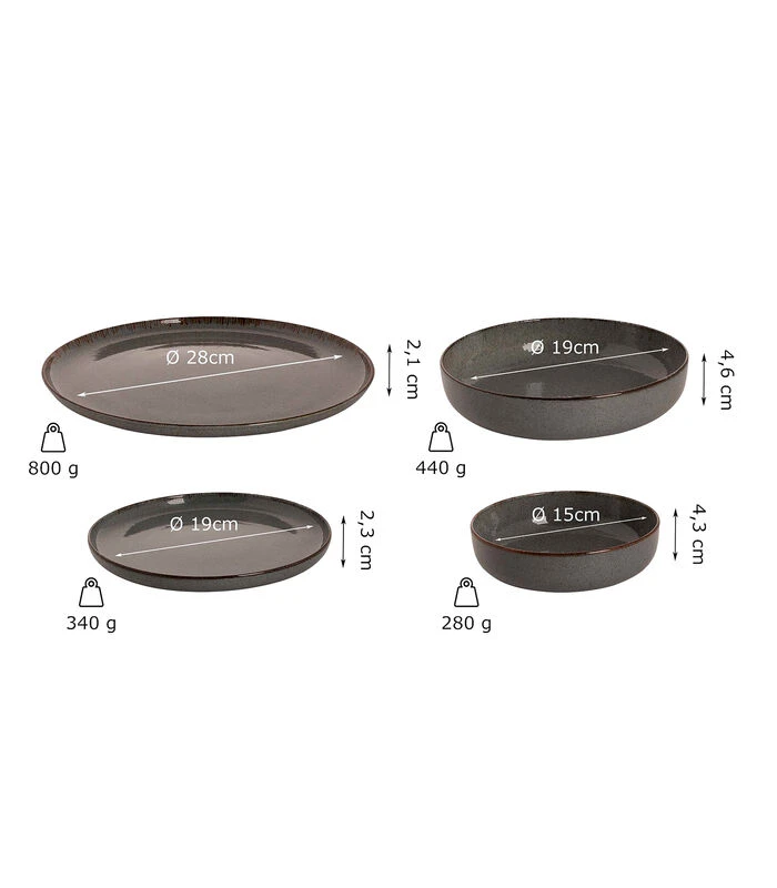 Palmer Serviesset Antigo Porselein 4-persoons 16-delig Blauw 4 Palmer Serviesset Antigo Porselein 4-persoons 16-delig Blauw - Afbeelding 2