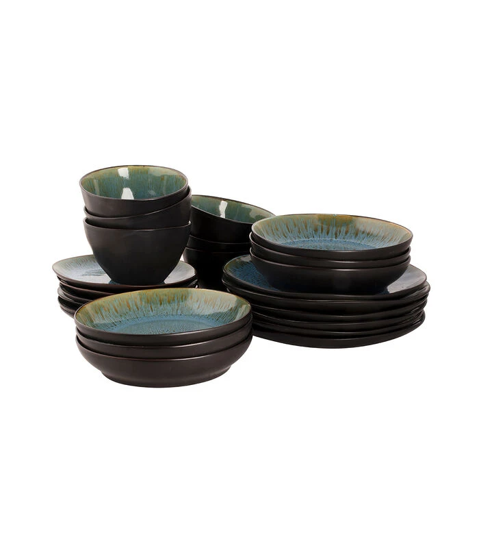 Palmer Serviesset Lotus Stoneware 6 Persoons 24delig Turquoise 3 Palmer Serviesset Lotus Stoneware 6 Persoons 24delig Turquoise