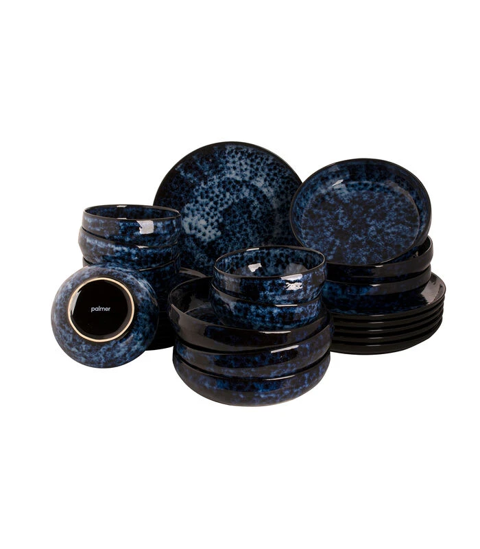 Palmer Serviesset Bama Blue Stoneware 6-persoons 24-delig Blauw 3 Palmer Serviesset Bama Blue Stoneware 6-persoons 24-delig Blauw