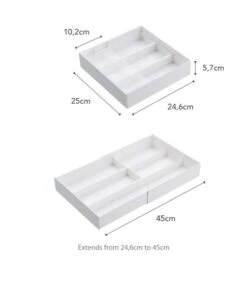 Yamazaki Extendable Cutlery Tray With Slide - Tower - White -Beste Keukengerei Winkel 25bb1595ceb74e48ab3a2b5f2efba968