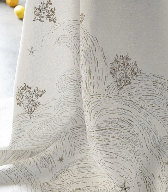 Oceanide - Geborduurd Linnen Tafellaken Met Print 5 Oceanide - Geborduurd Linnen Tafellaken Met Print - Afbeelding 3