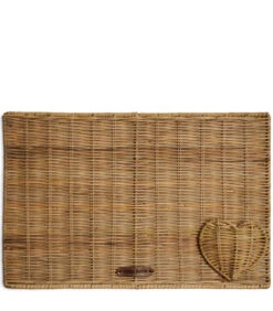 Placemat, Onderlegger Met Rattan Hartje - Love My Food - Bruin