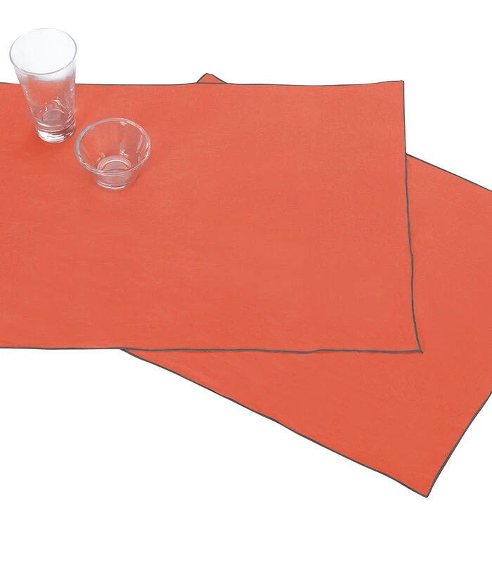 Set Van 2 Gewassen Linnen Placemats, AUTOUR DU LIN 3 Set Van 2 Gewassen Linnen Placemats, AUTOUR DU LIN