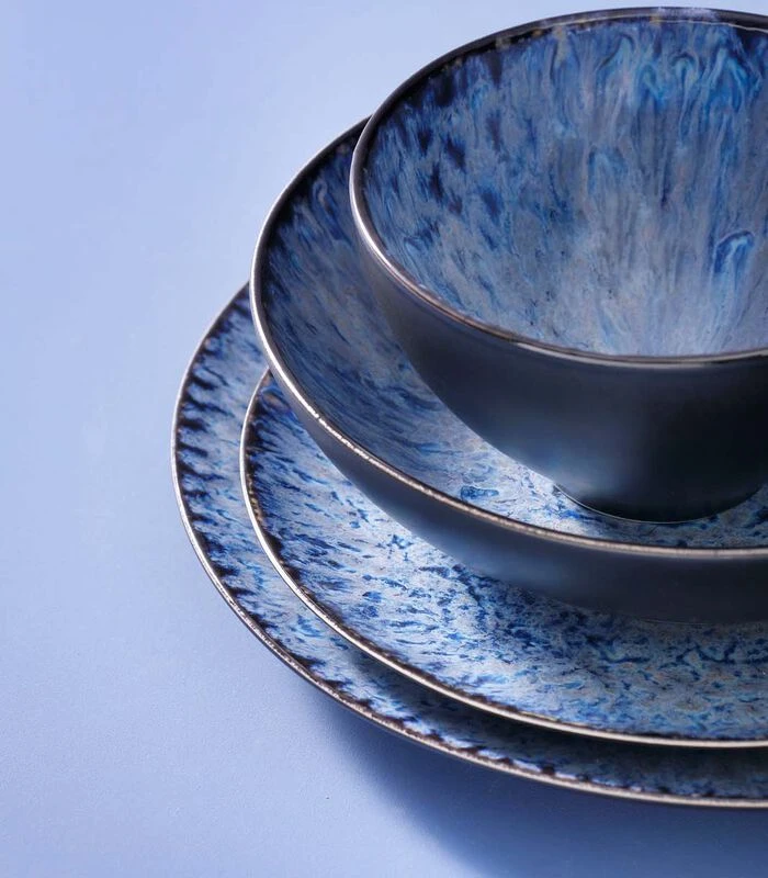 Palmer Bord Lester 27 Cm Blauw Zwart Stoneware 2 Stuk(s) 6 Palmer Bord Lester 27 Cm Blauw Zwart Stoneware 2 Stuk(s) - Afbeelding 4