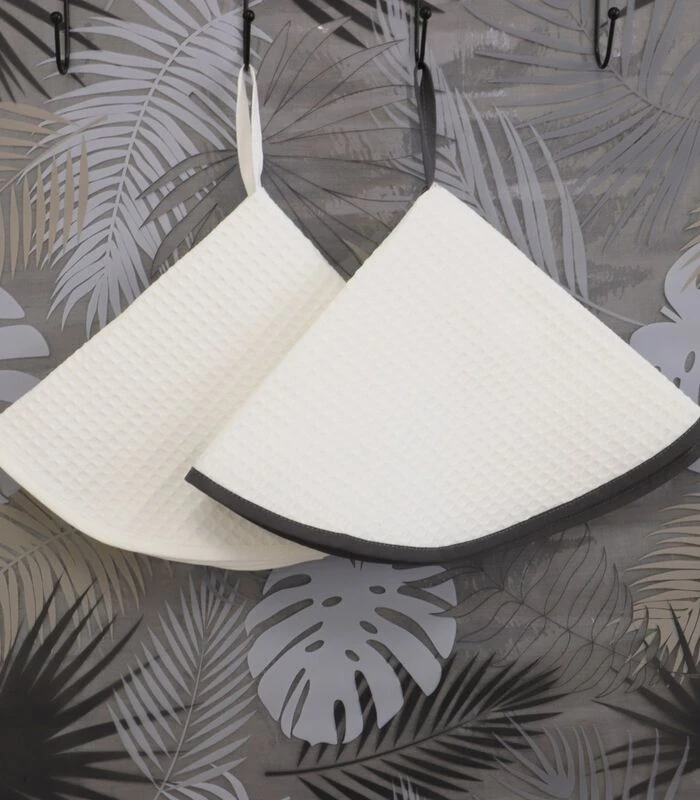 Set Van 2 Ronde Handdoeken Met Honingraatstructuur 250gr M2 4 Set Van 2 Ronde Handdoeken Met Honingraatstructuur 250gr M2 - Afbeelding 2