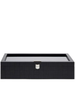 Theedoos Glazen Deksel, 12 Vakken - Soho - Zwart