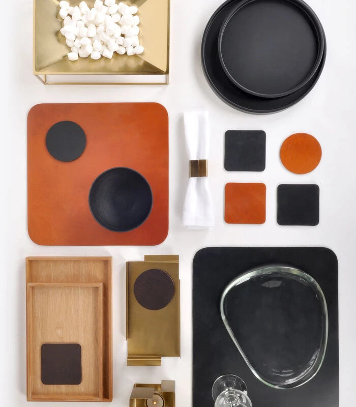 ELLIS Onderlegger Rond Donker Bruin 6 ELLIS Onderlegger Rond Donker Bruin - Afbeelding 4