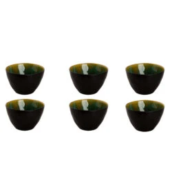 Palmer Schaal Lotus 15 Cm 1 L Turquoise Zwart Stoneware 6 Stuk(s)