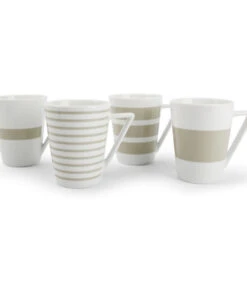 Beker 36cl Sage Green Stripes - Set/4