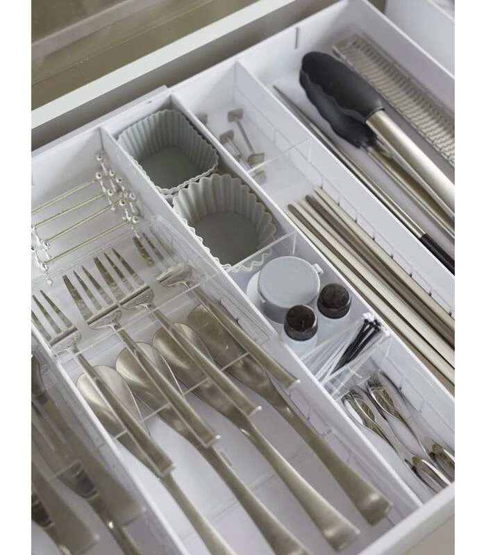 Yamazaki Extendable Diagonal Cutlery Tray - Tower - White 4 Yamazaki Extendable Diagonal Cutlery Tray - Tower - White - Afbeelding 2