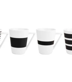 Beker 36cl Zwart Stripes - Set/4