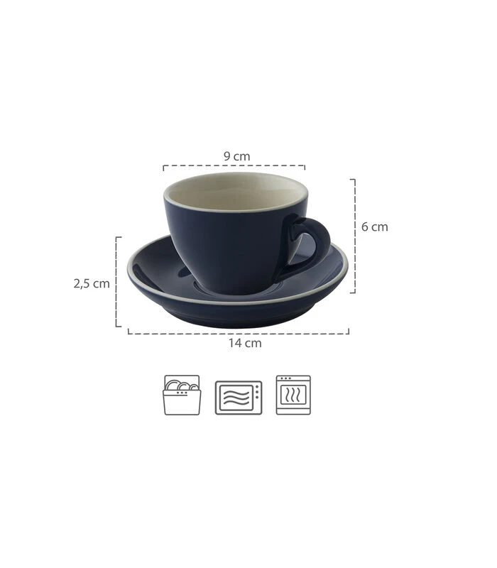 Palmer Cappuccinokop En Schotel Colors 18 Cl 14 Cm Blauw Porselein 6 Stuk(s) 4 Palmer Cappuccinokop En Schotel Colors 18 Cl 14 Cm Blauw Porselein 6 Stuk(s) - Afbeelding 2