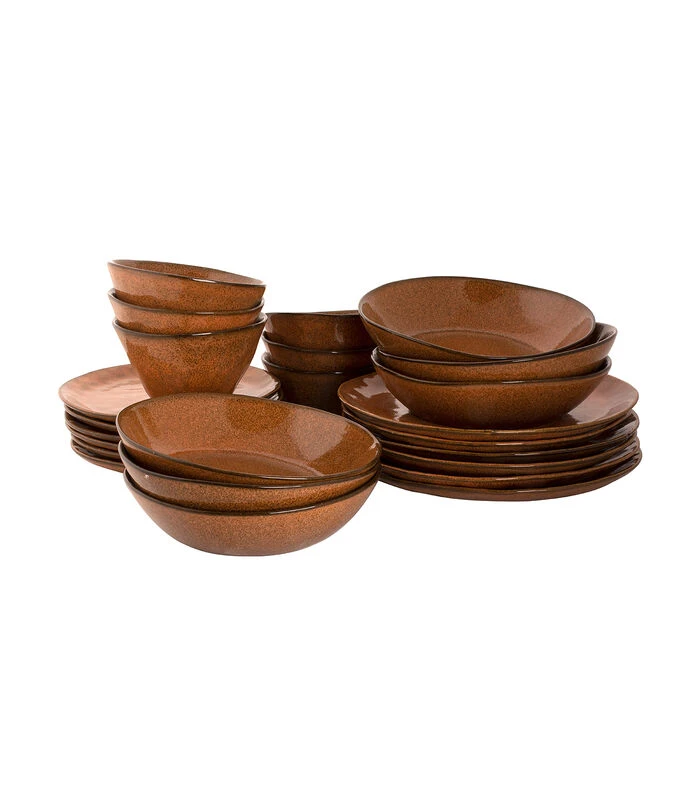 Palmer Serviesset Rustique Stoneware 6-persoons 24-delig Bruin 3 Palmer Serviesset Rustique Stoneware 6-persoons 24-delig Bruin