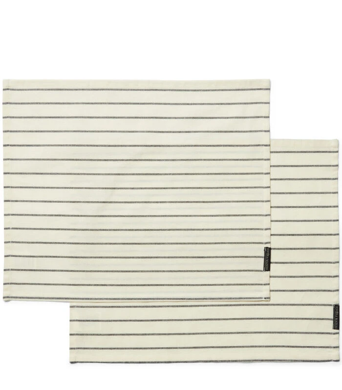 Placemats Set Katoen, Streep Patroon - Classic Striped - Zwart /Wit - 2 Stuks 3 Placemats Set Katoen, Streep Patroon - Classic Striped - Zwart /Wit - 2 Stuks