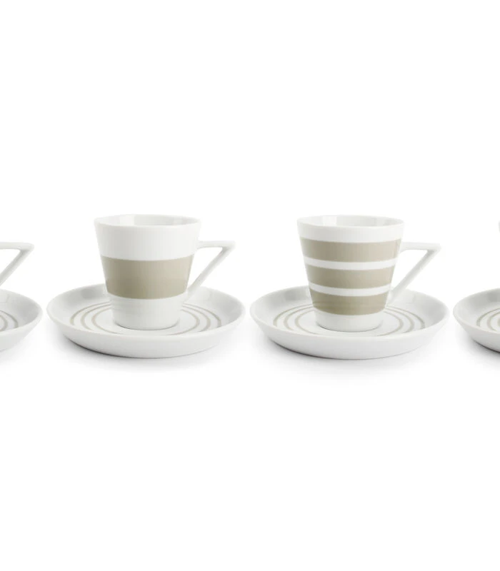 Kop 19cl En Schotel Sage Green Stripes - Set/4 3 Kop 19cl En Schotel Sage Green Stripes - Set/4