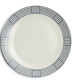 Bord, Dinerbord Gestreept - Shoreline - Blauw/ Wit - 1 Stuk